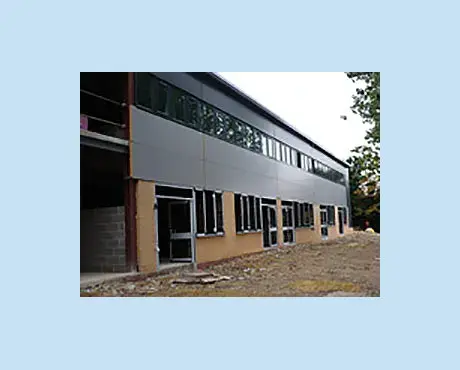 The external walls, cladding and windows start to be put in place