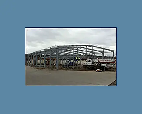 Steel frame being constructed